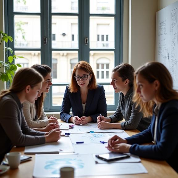 L'équipe pluridisciplinaire de L'Esprit de Corps Educatif en pleine session de travail à Paris.